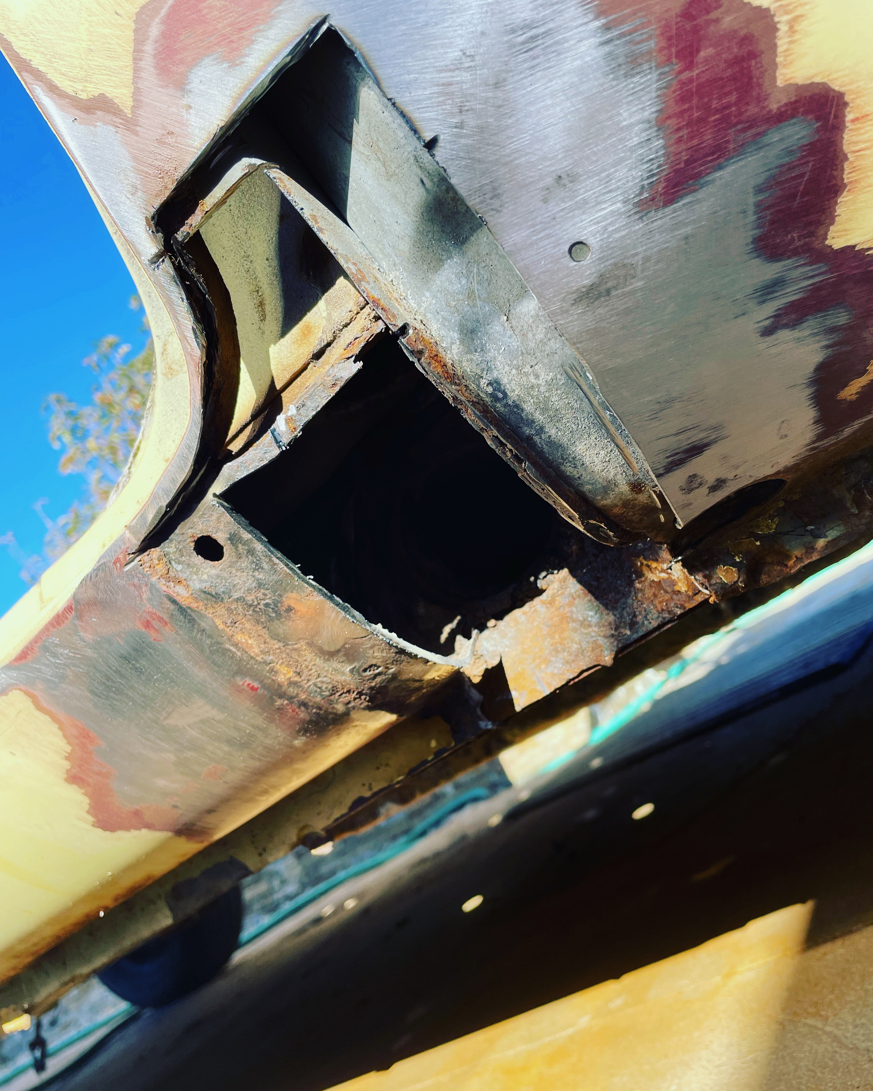1964 Corvair extensive rust removal during body-paint phase