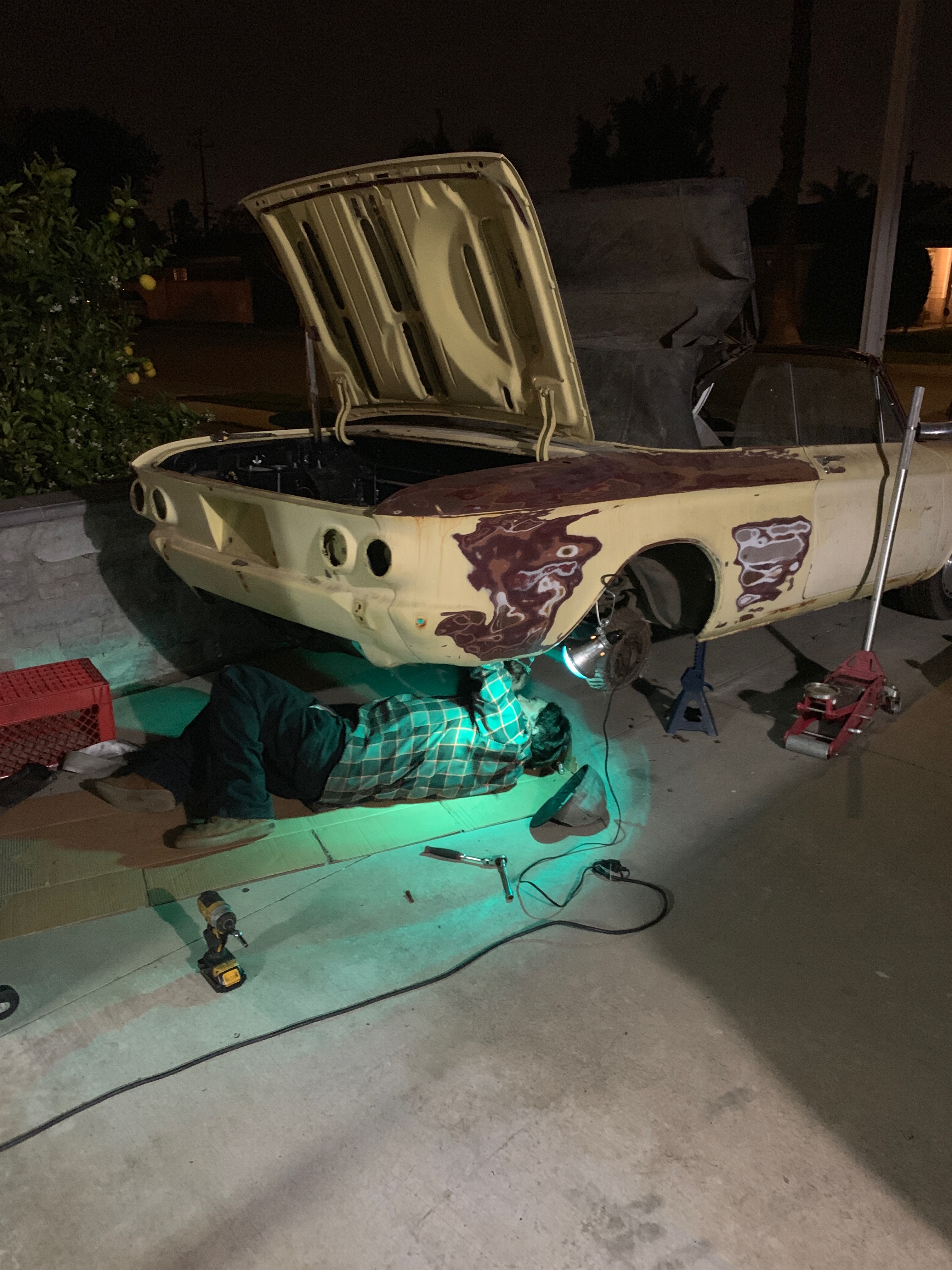 1964 Corvair flat-six engine removal during disassembly