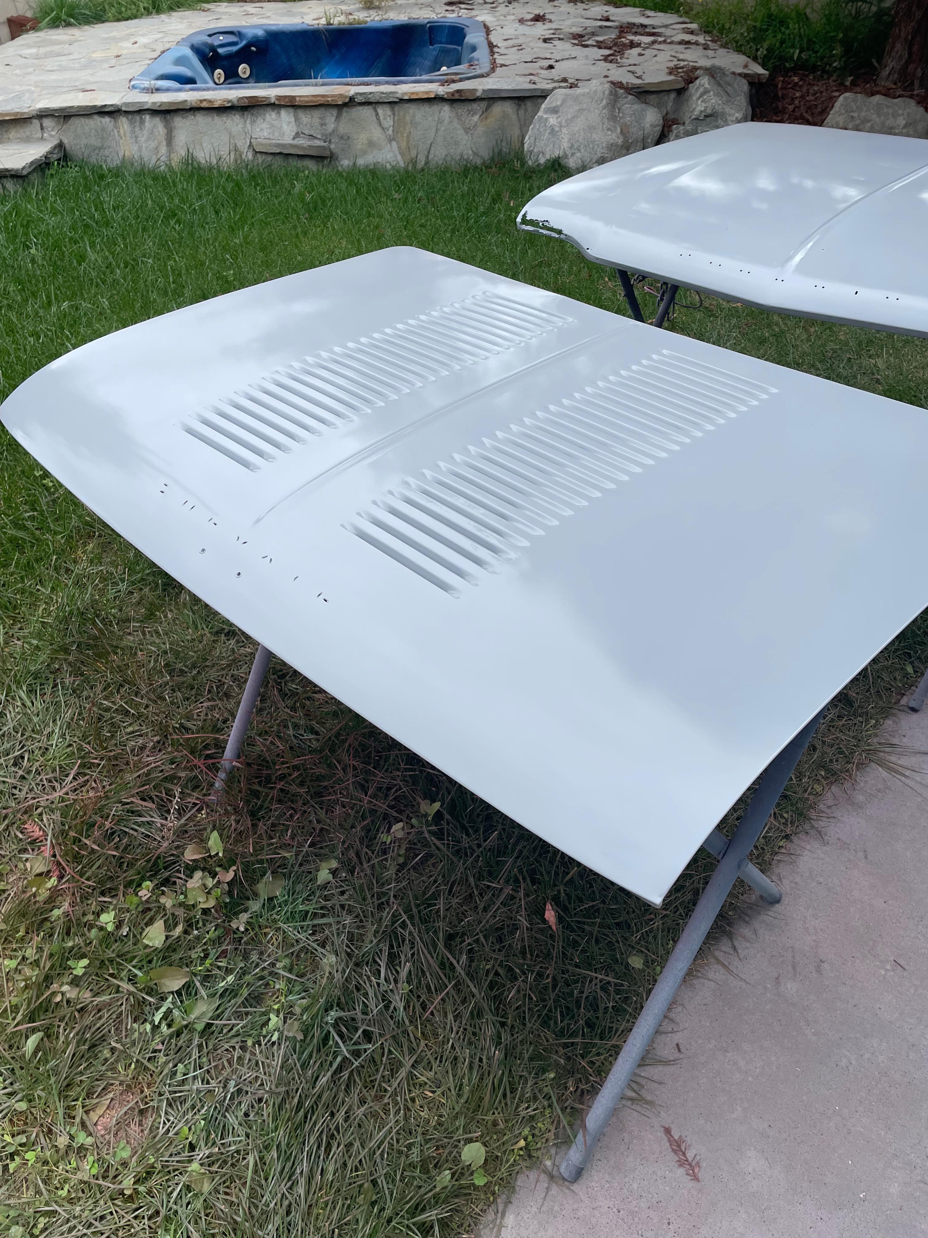 1964 Corvair trunk lid primer application during body-paint phase