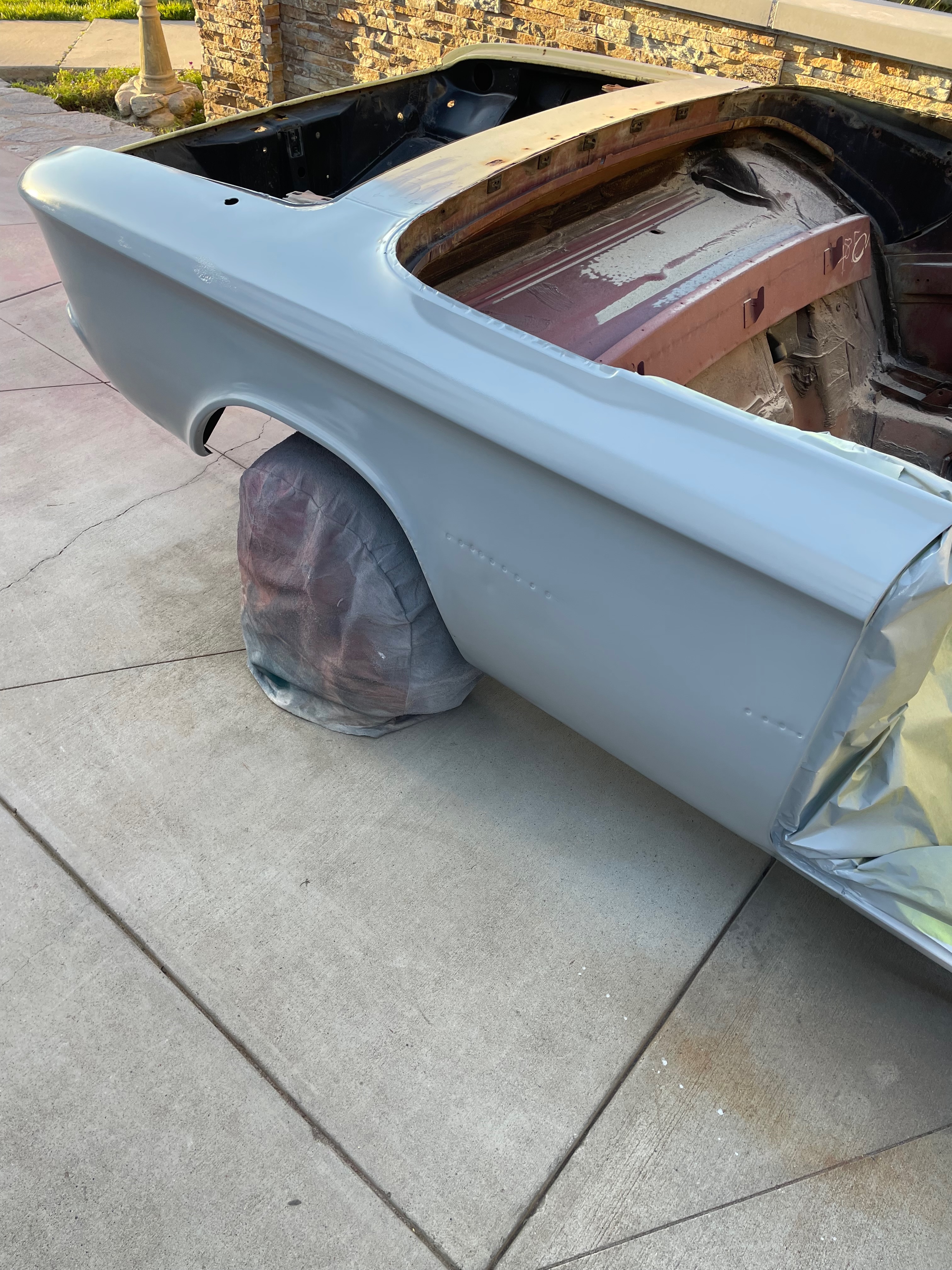 1964 Corvair body detail refinement during body-paint phase