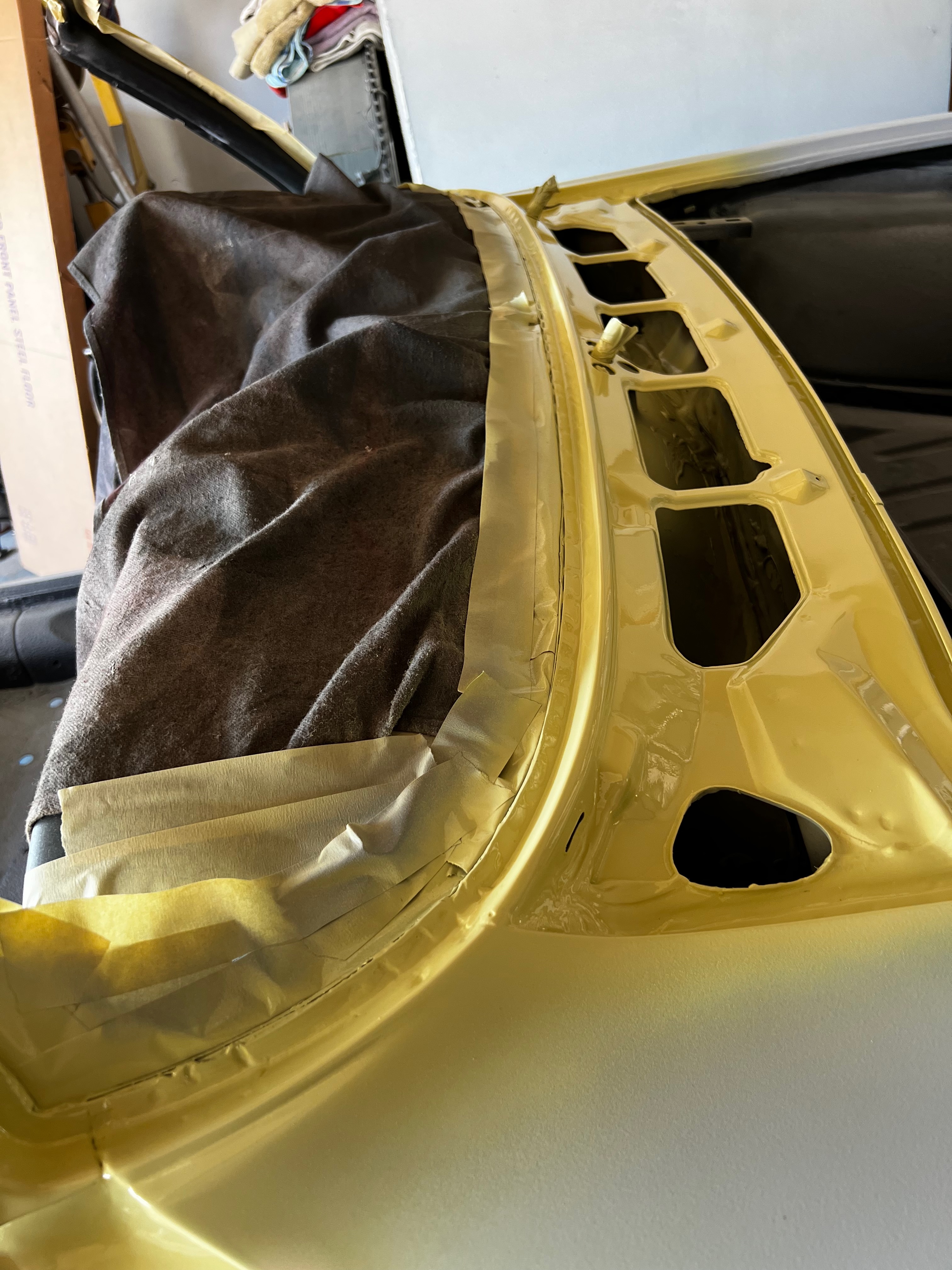 1964 Corvair body detail refinement after painting