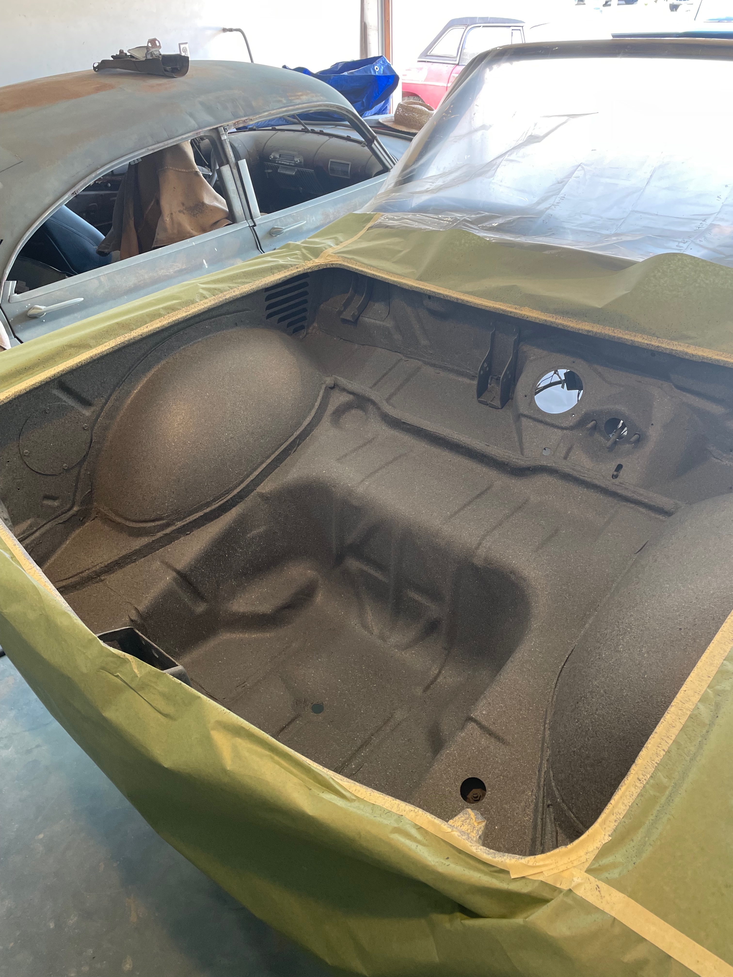 1964 Corvair body restoration nearing completion in body-paint phase
