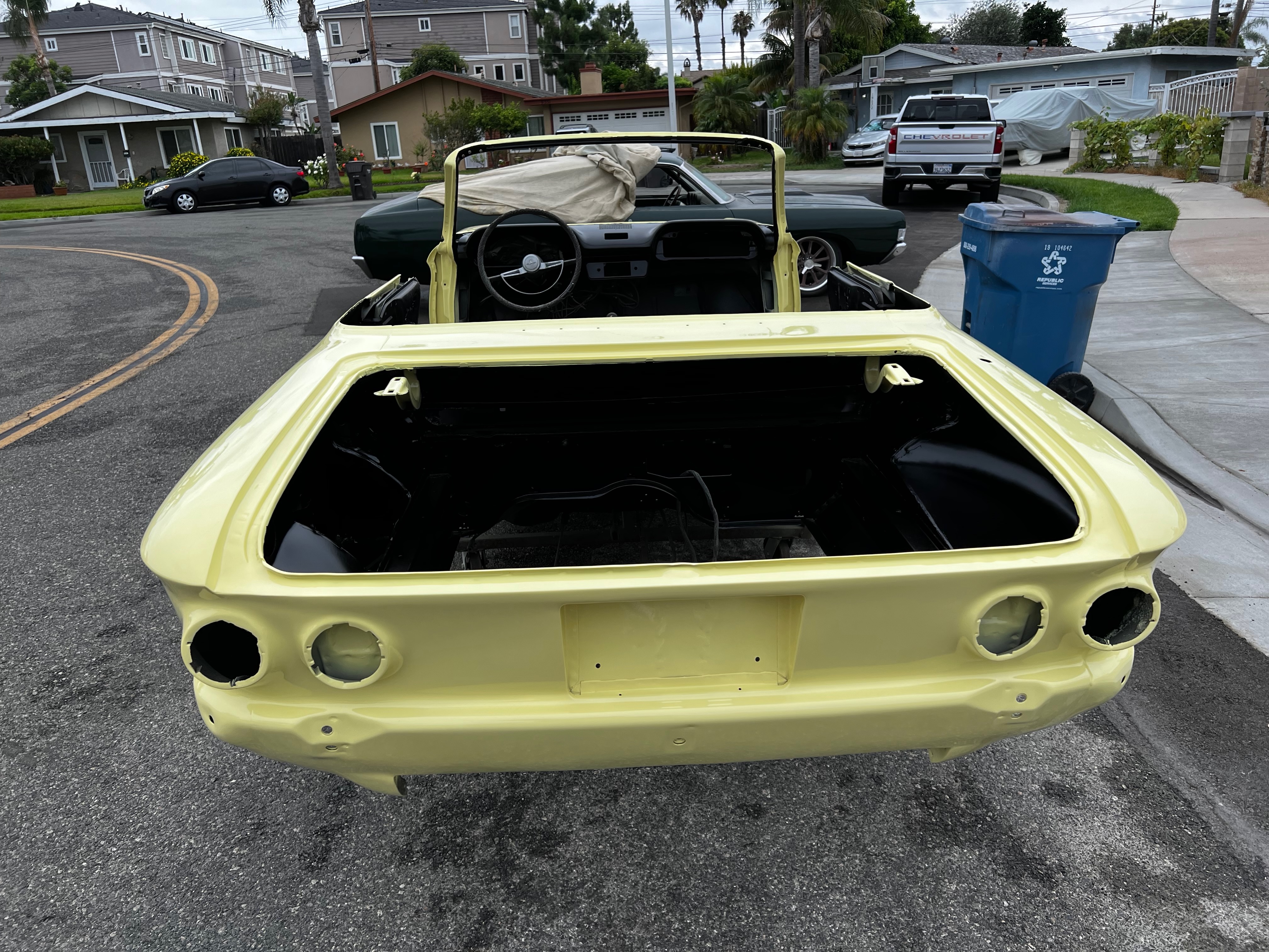 1964 Corvair paint detail work during body-paint phase