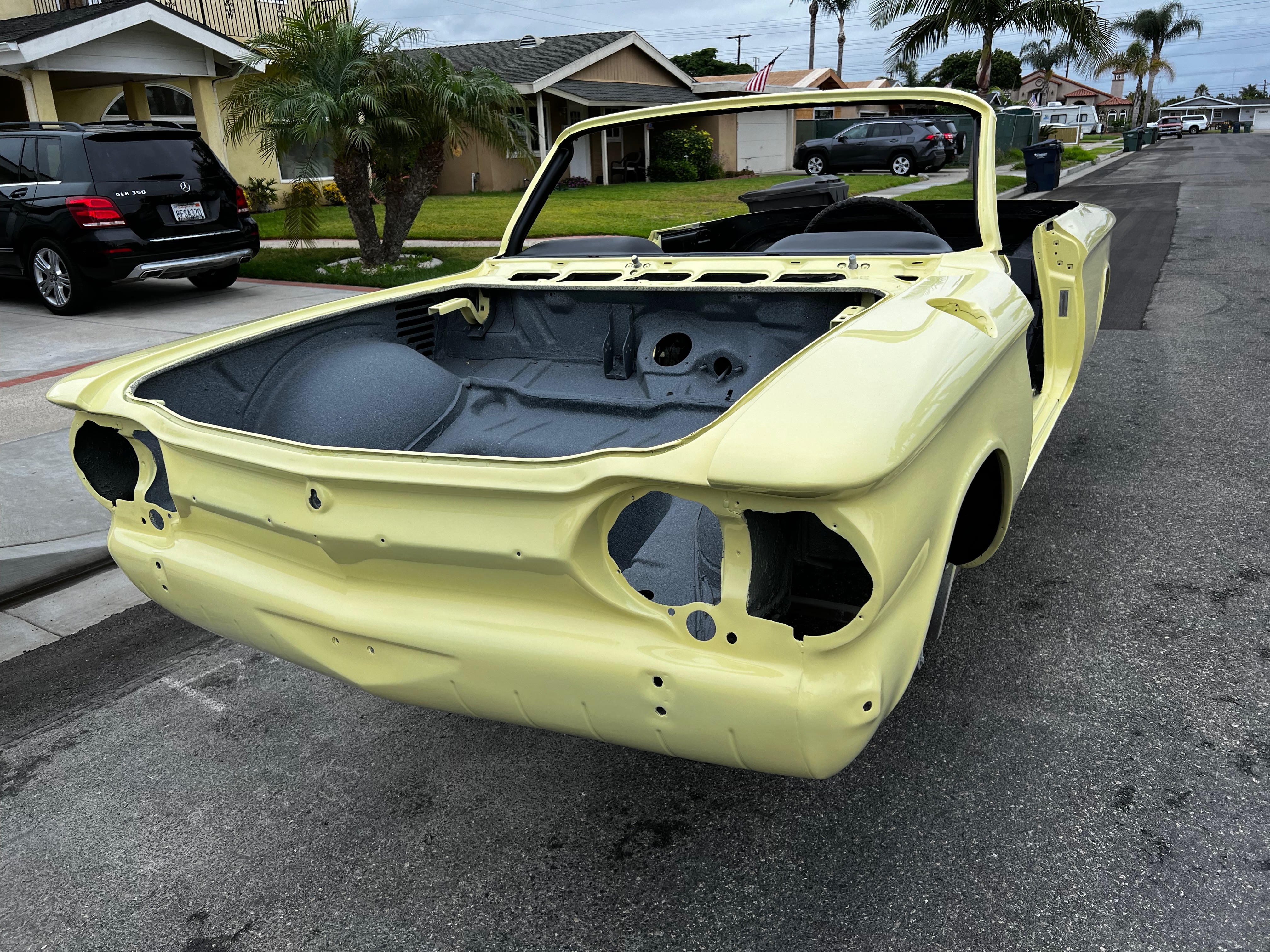 1964 Corvair body restoration progress during body-paint phase