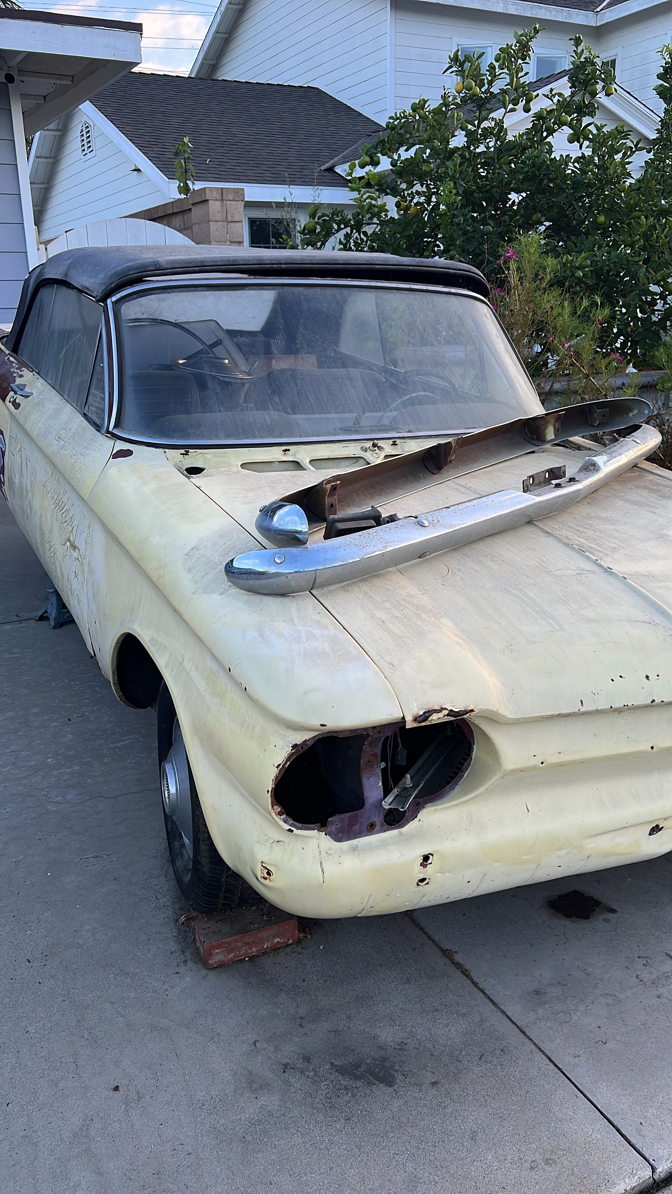 1964 Corvair exterior trim details pre-restoration