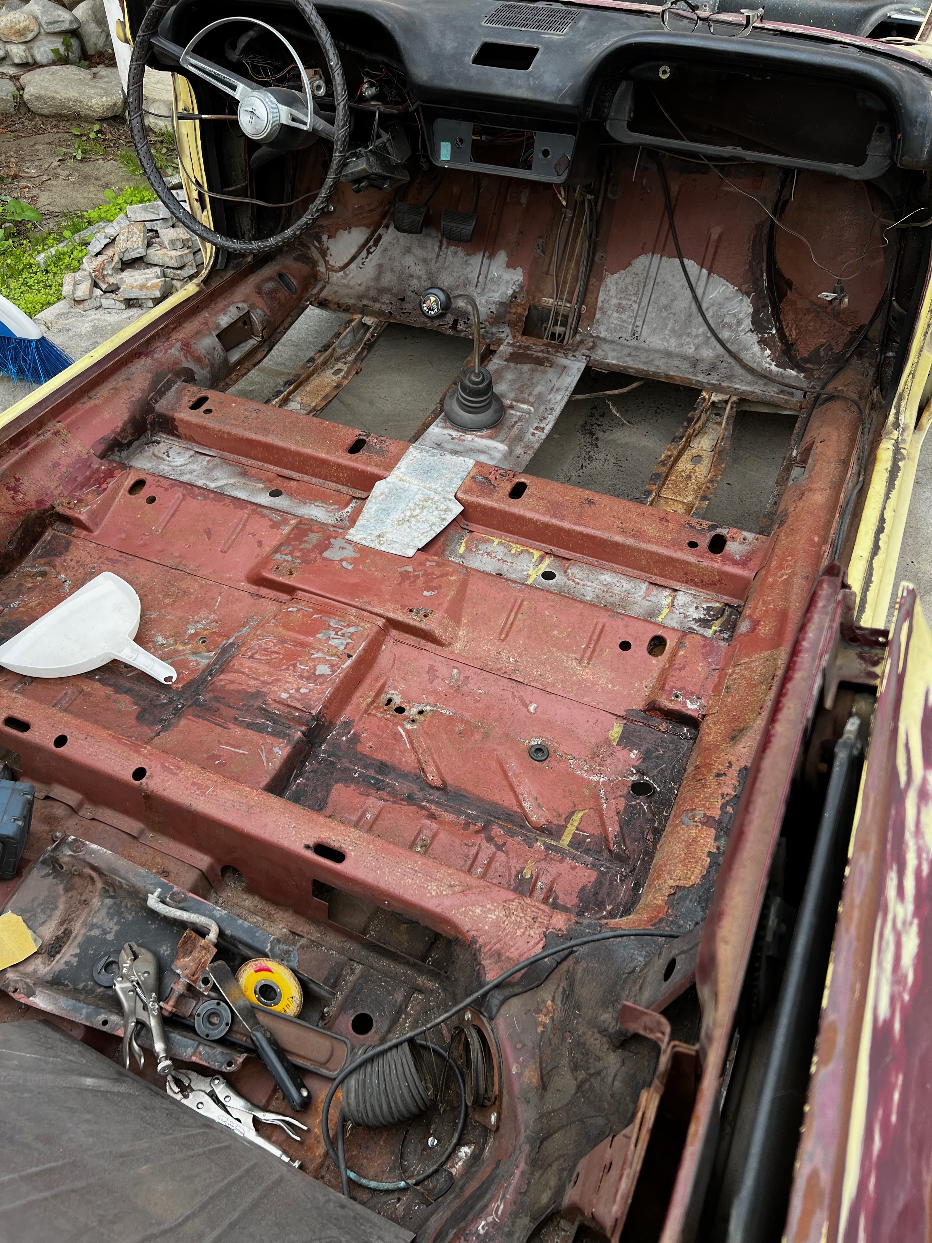 1964 Corvair paint surface preparation during body-paint phase