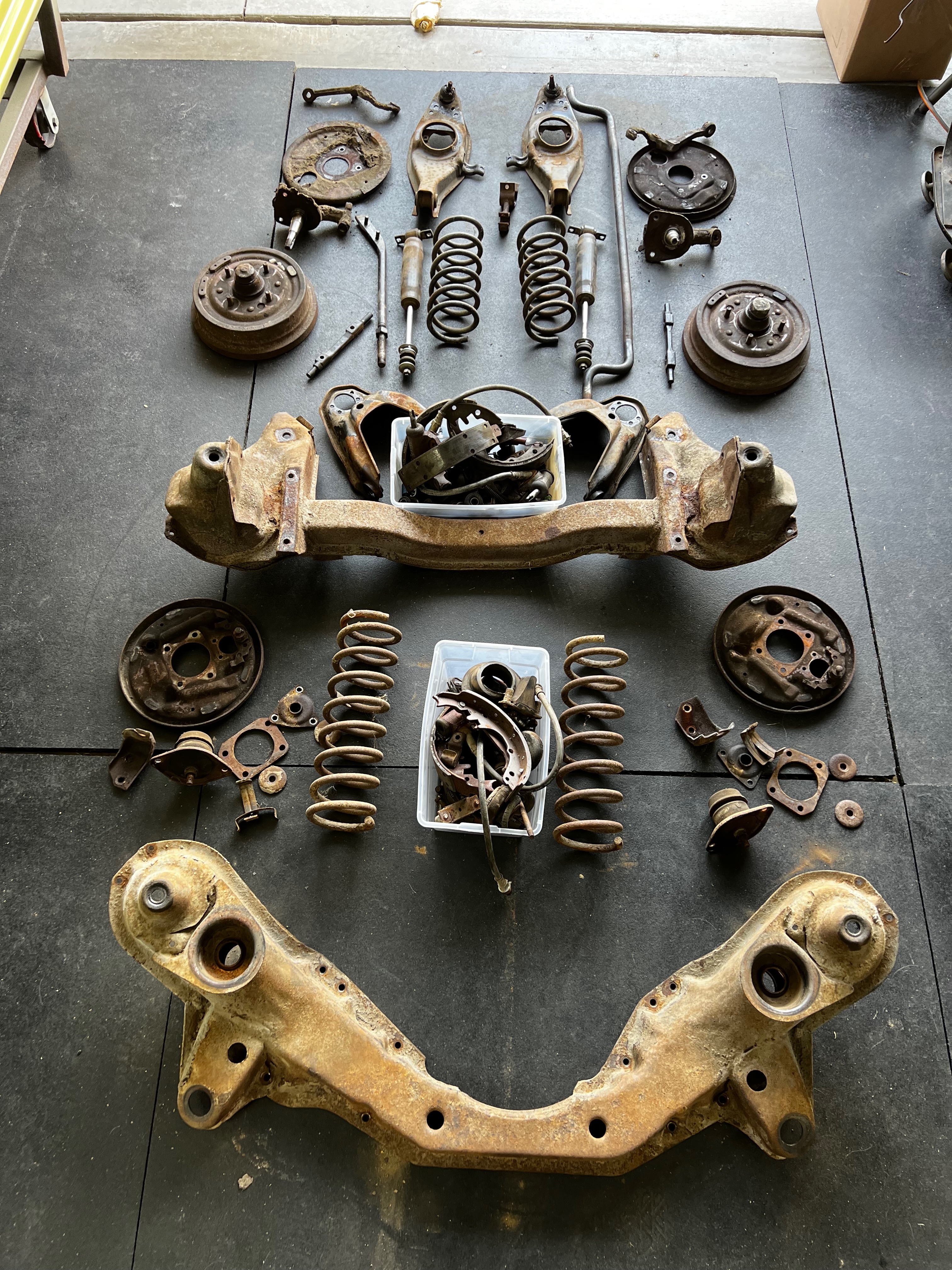 1964 Corvair mechanical component removal during disassembly