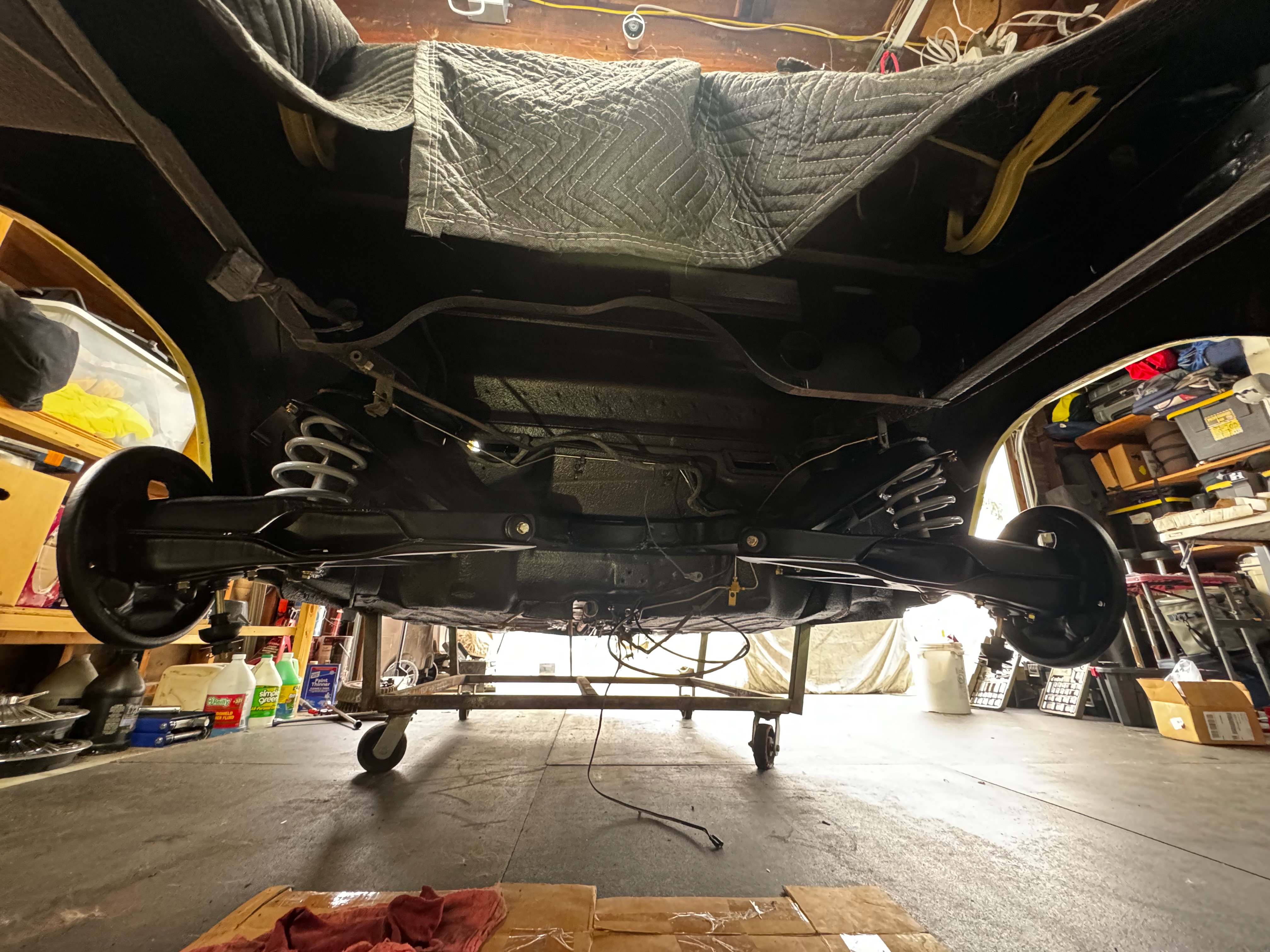 1964 Corvair wheel and tire mounting during reassembly