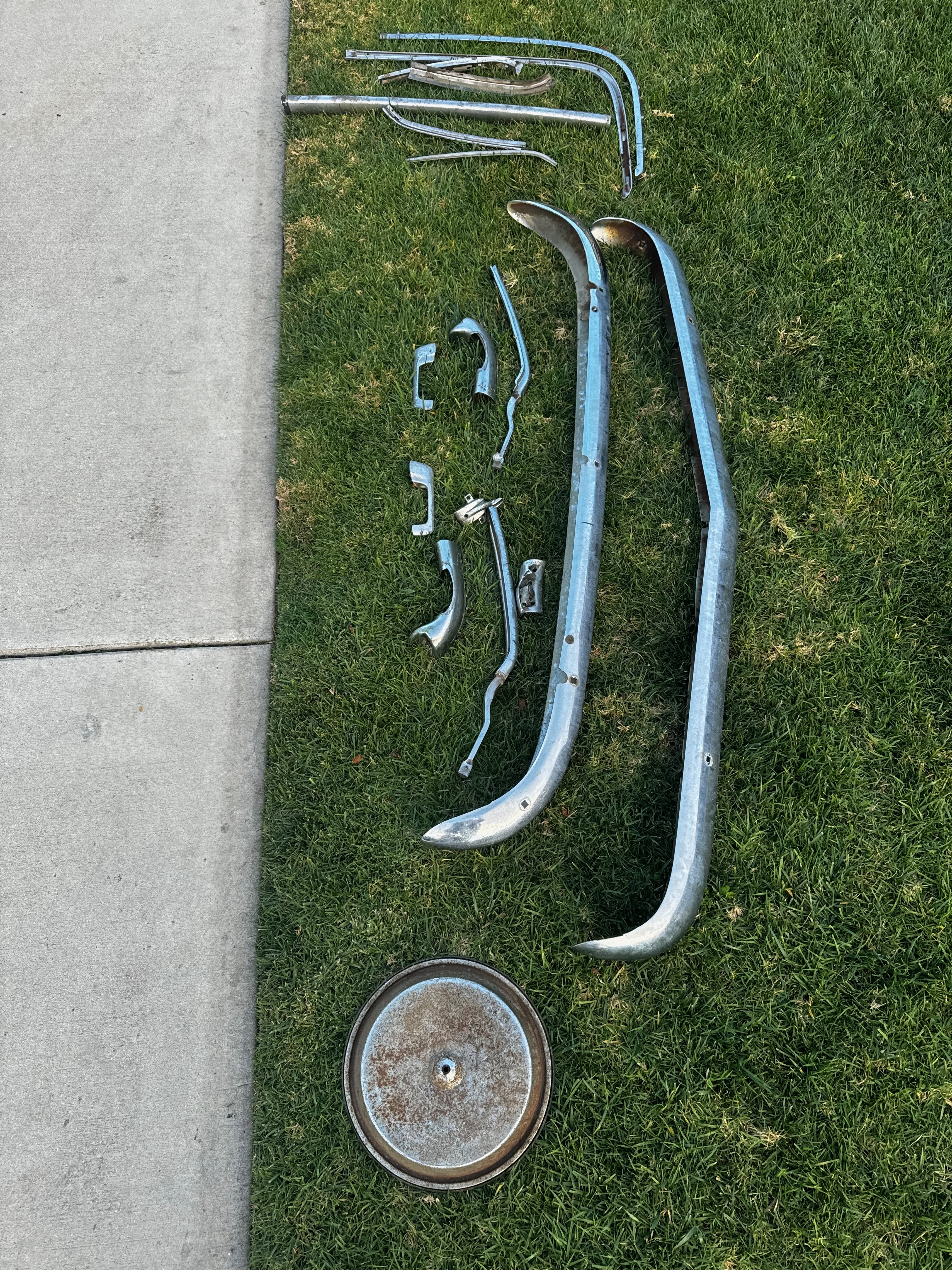 1964 Corvair fasteners and hardware organized during disassembly