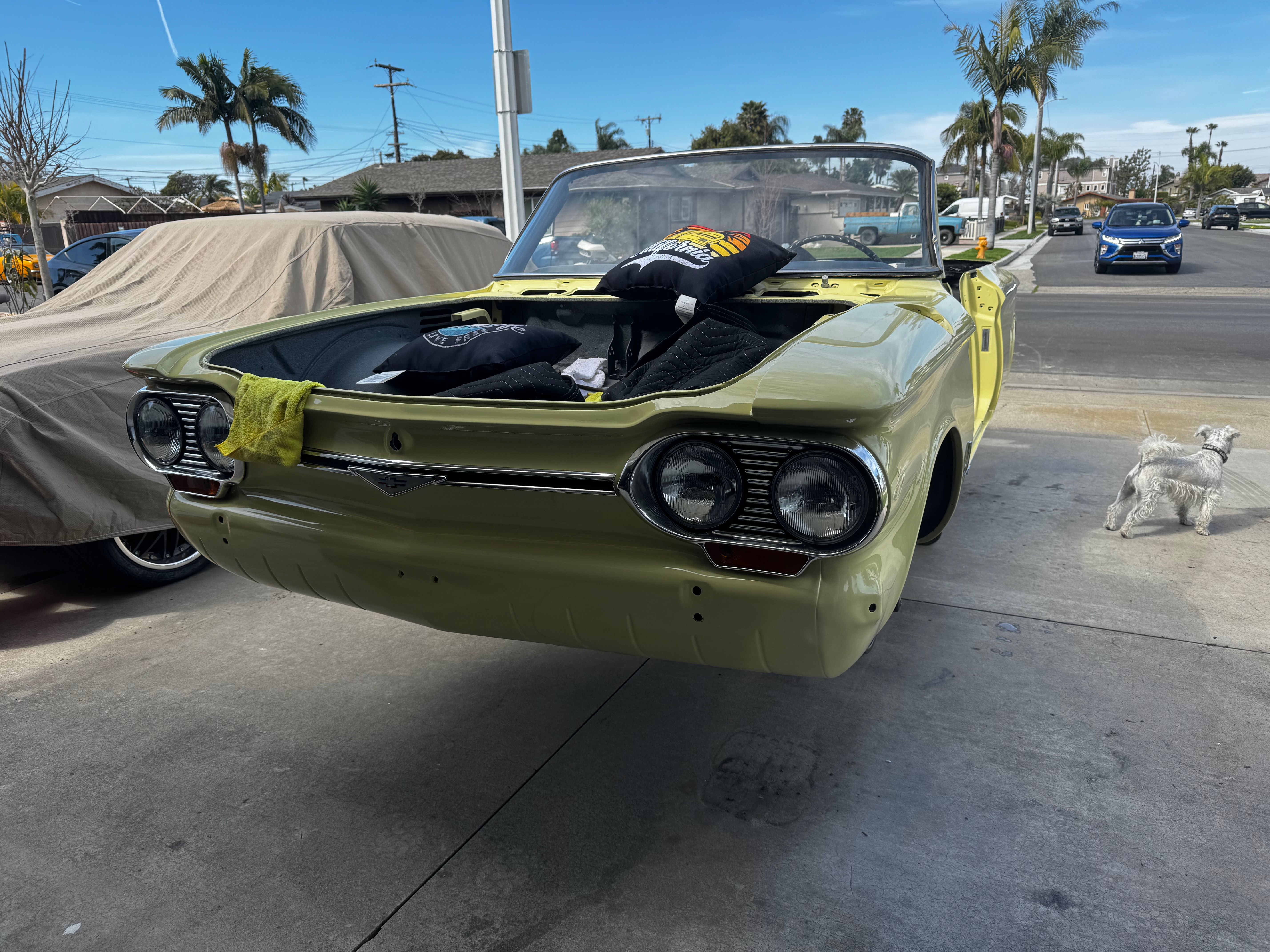 1964 Corvair body shell restoration during body-paint phase