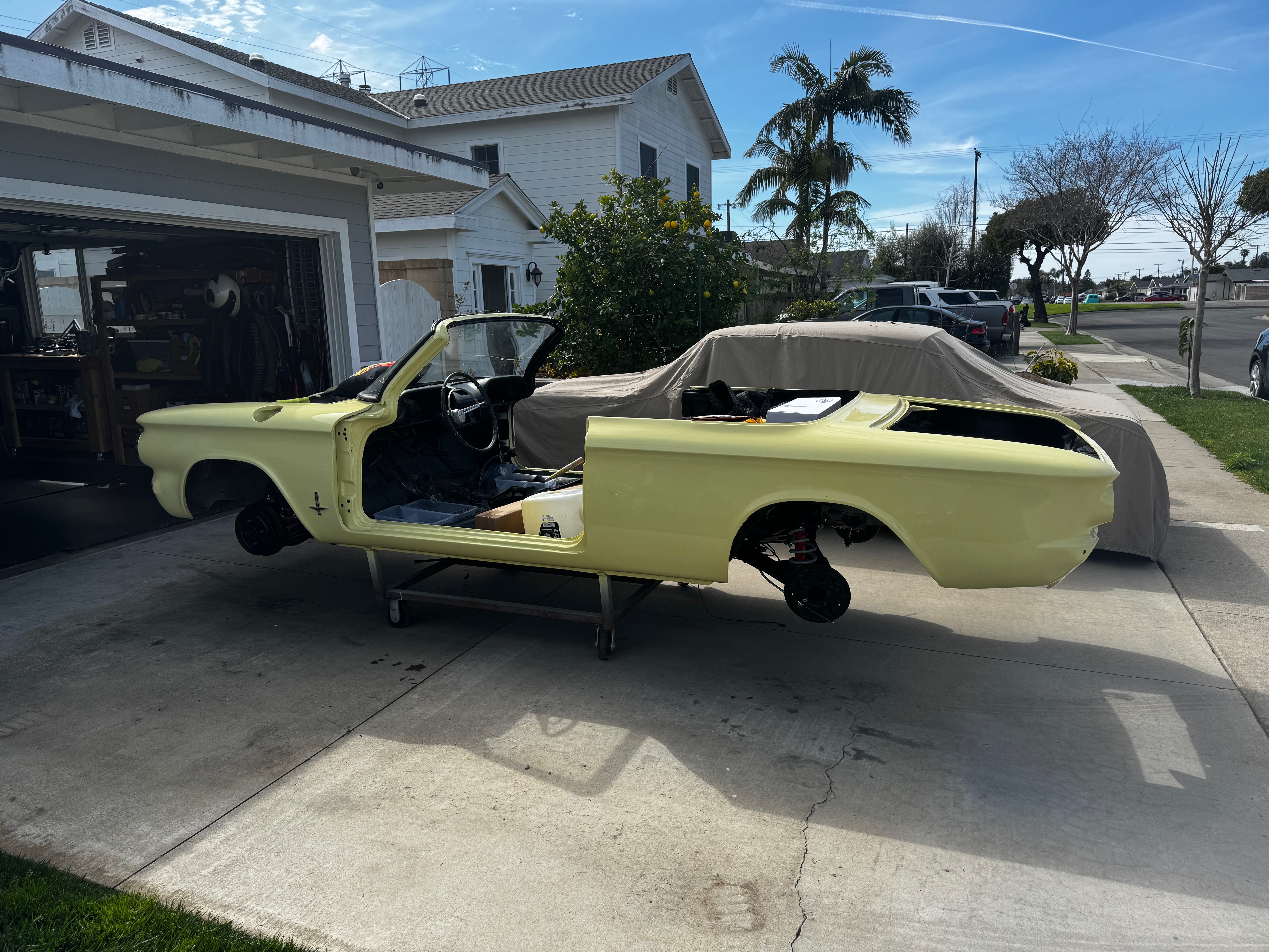 1964 Corvair paint finish detailing during body-paint phase