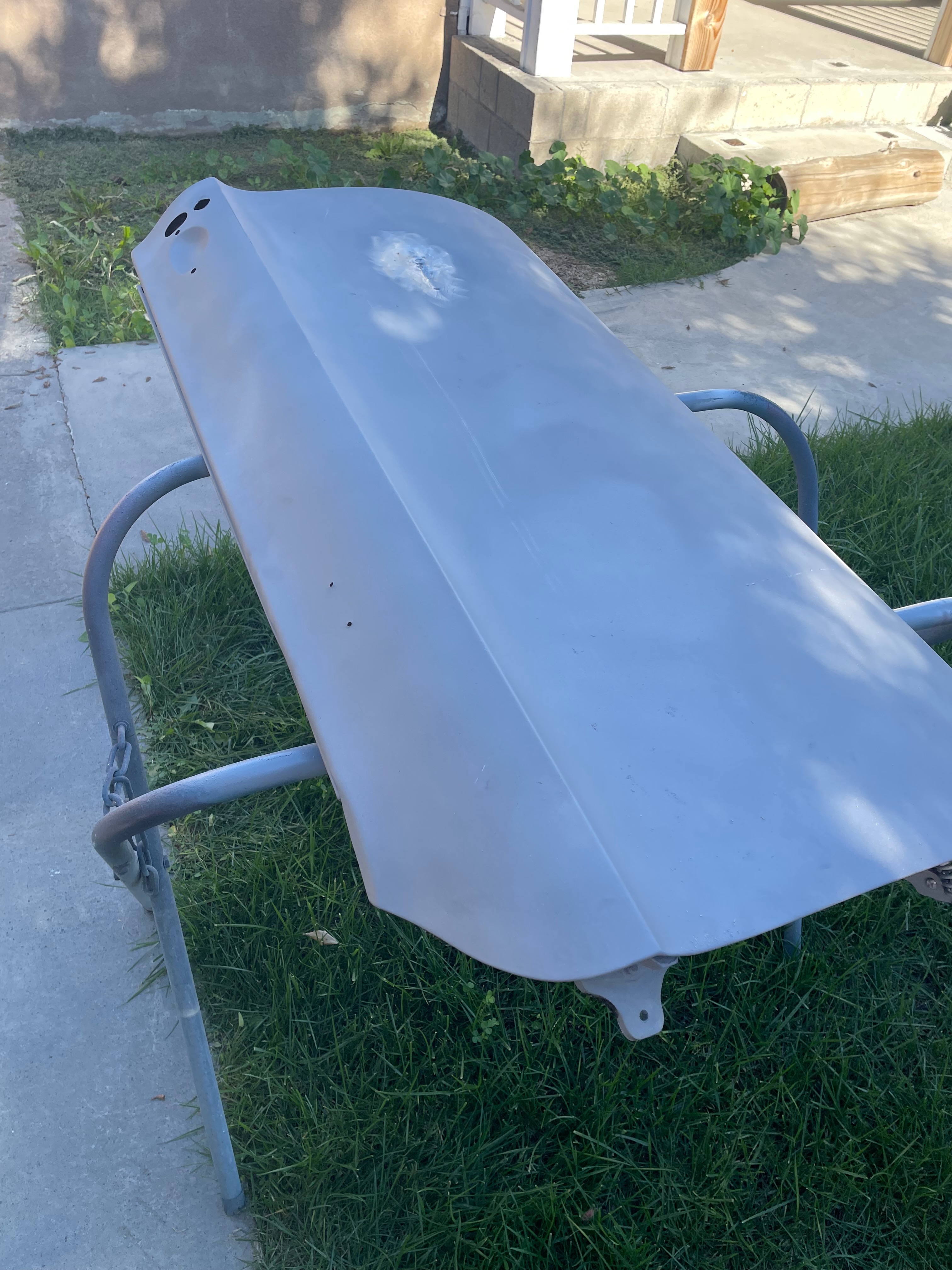 1964 Corvair body seam finishing during body-paint phase