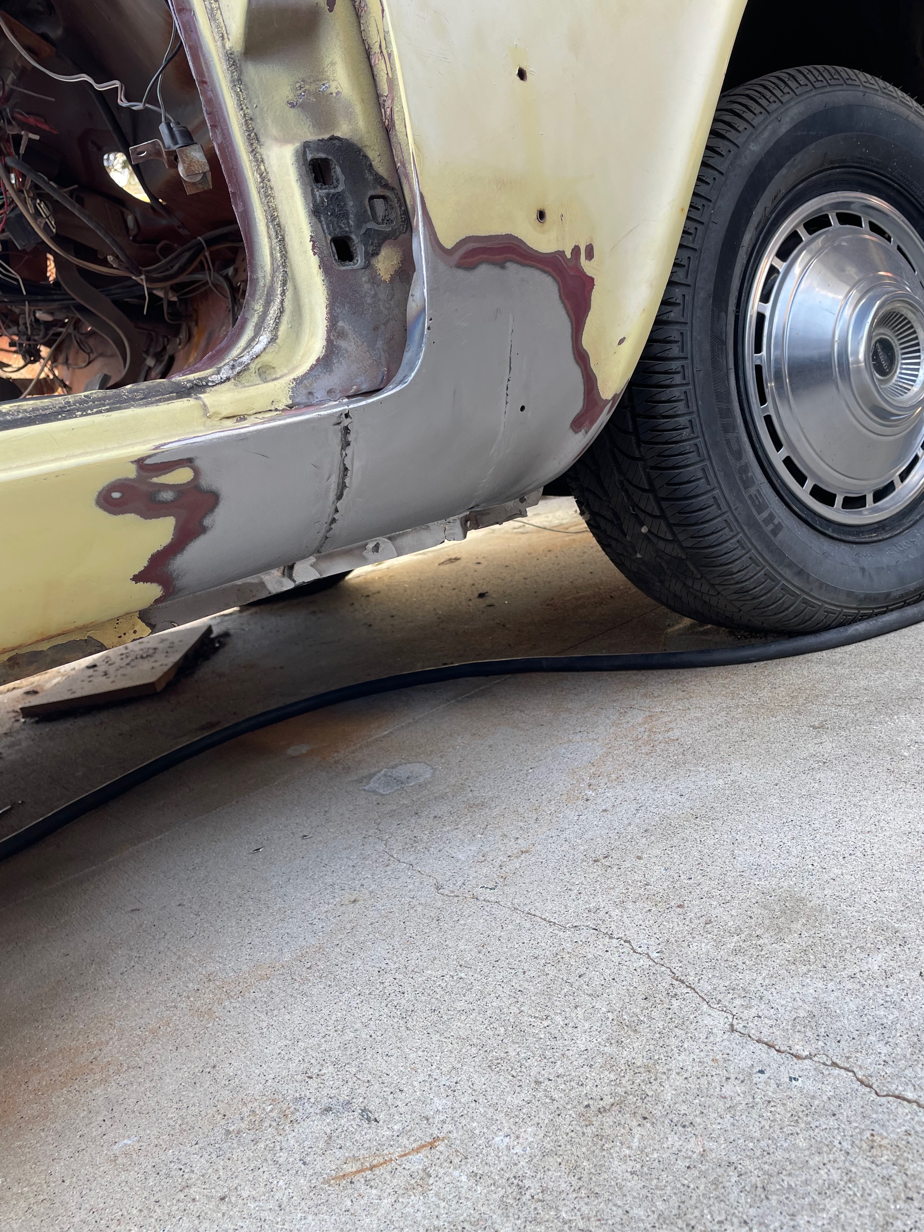 1964 Corvair paint surface preparation during body-paint phase