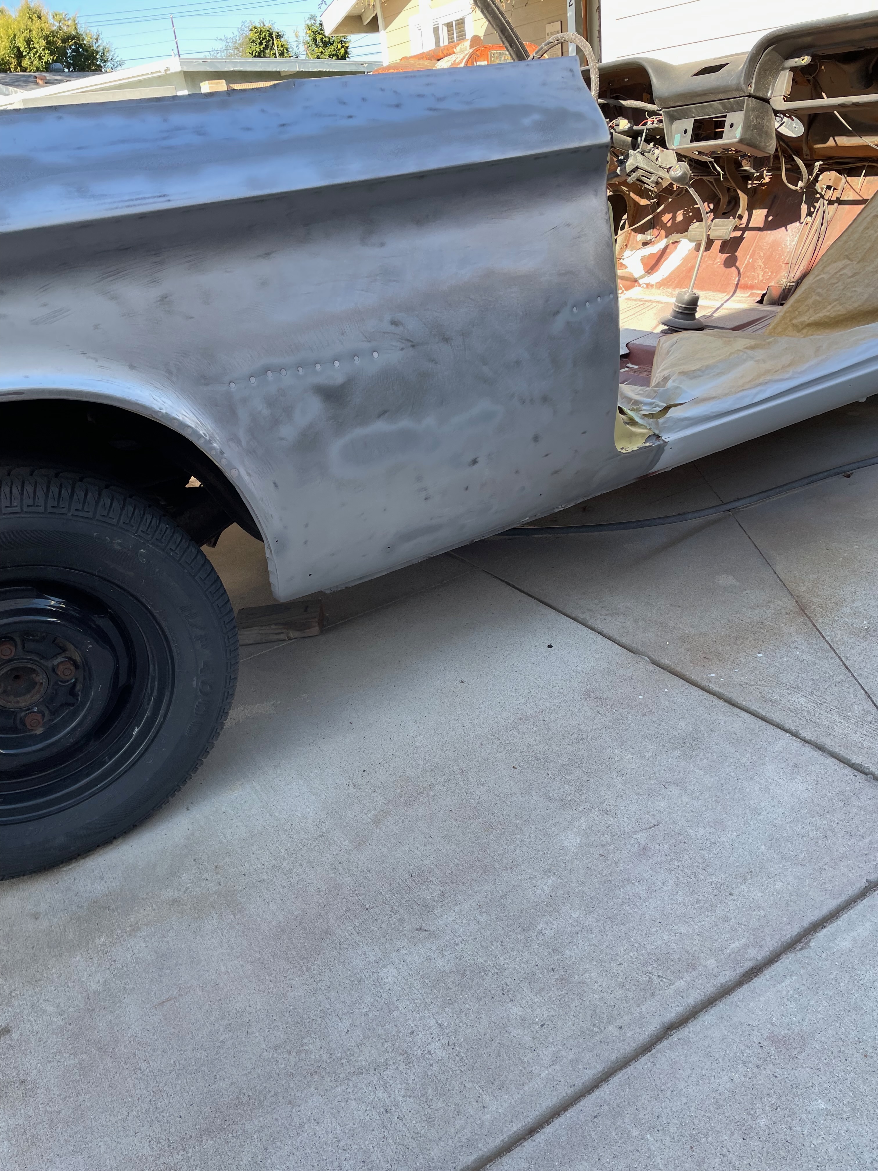 1964 Corvair paint finish polishing during body-paint phase