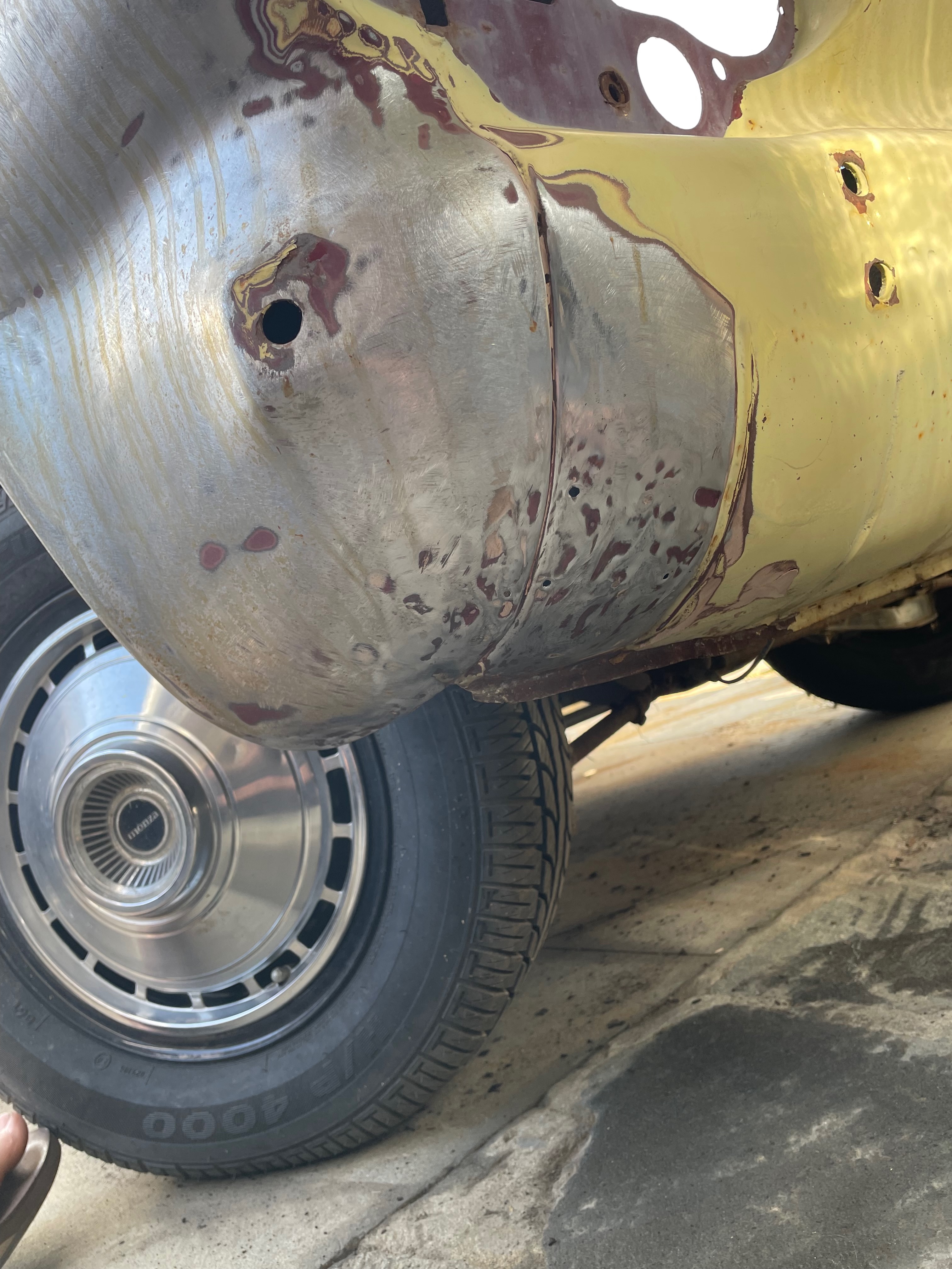 1964 Corvair body shell preparation during body-paint phase