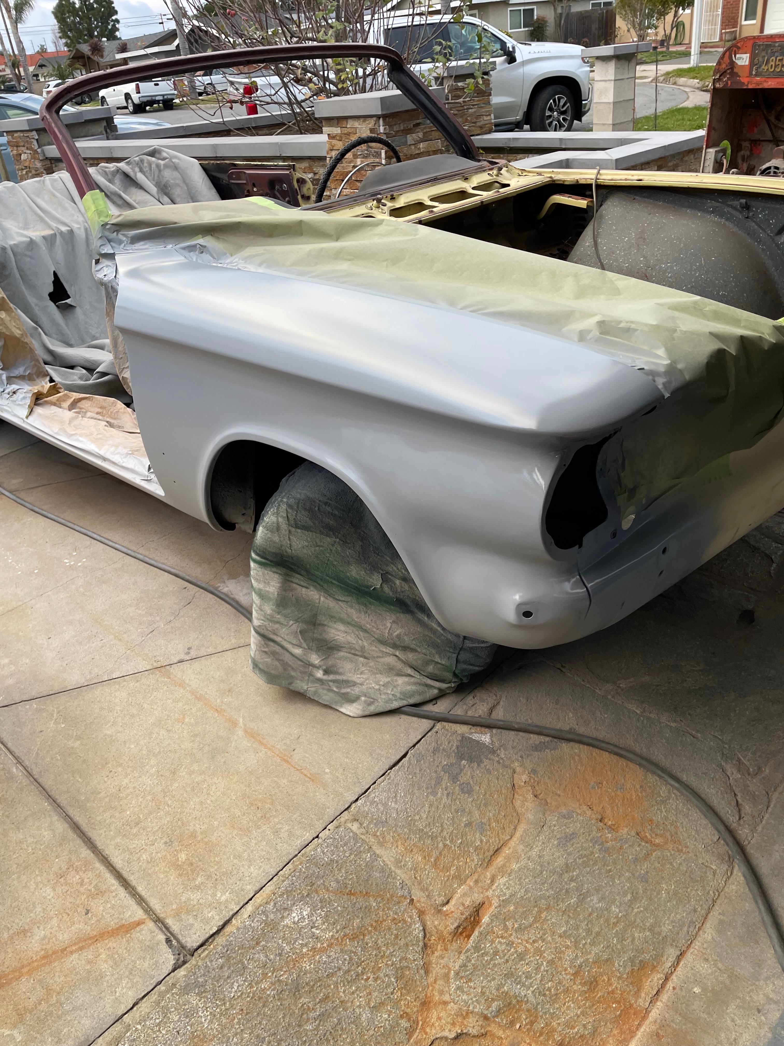 1964 Corvair paint spray technique during body-paint phase
