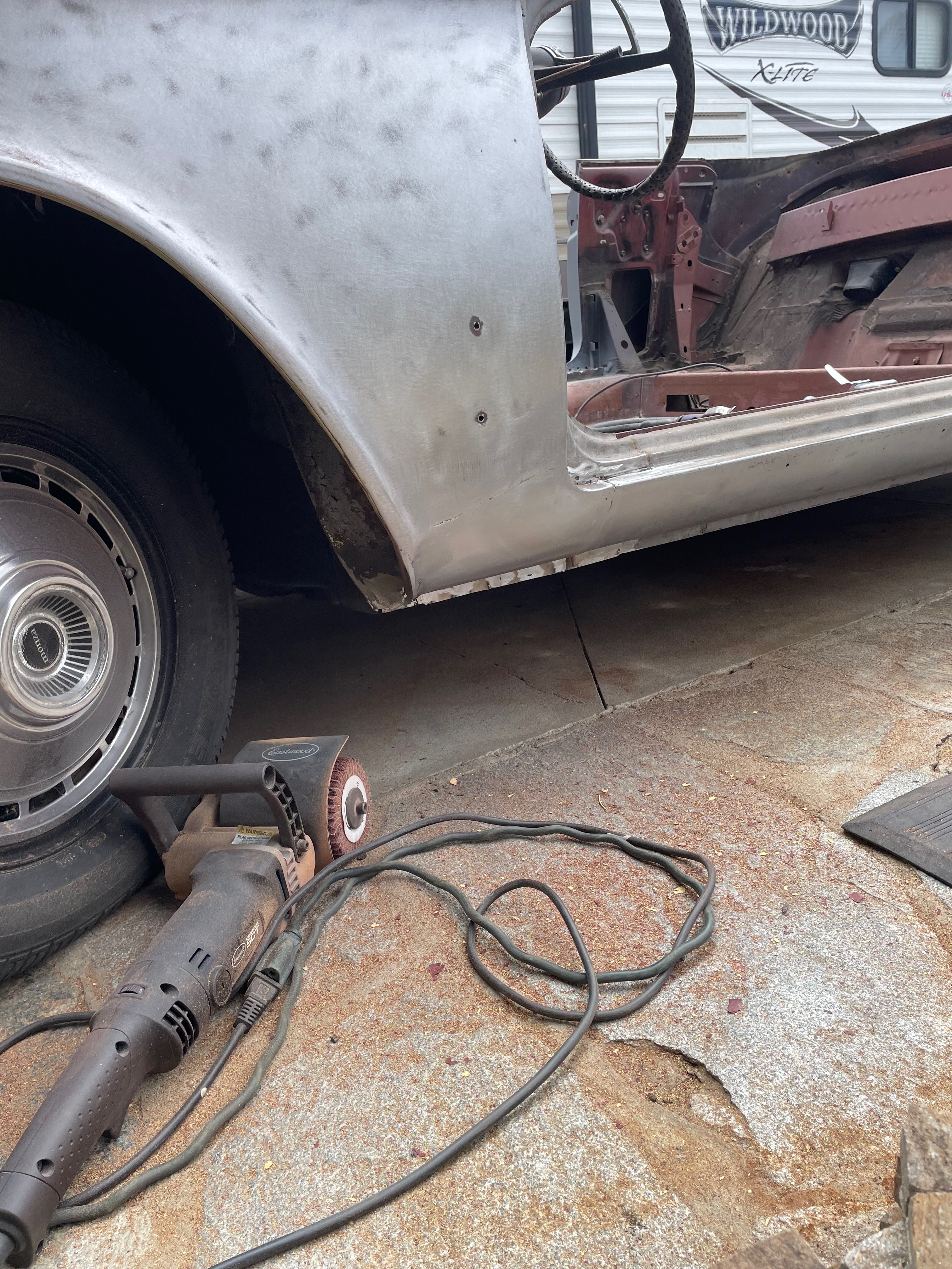 1964 Corvair body panel fitting during body-paint phase