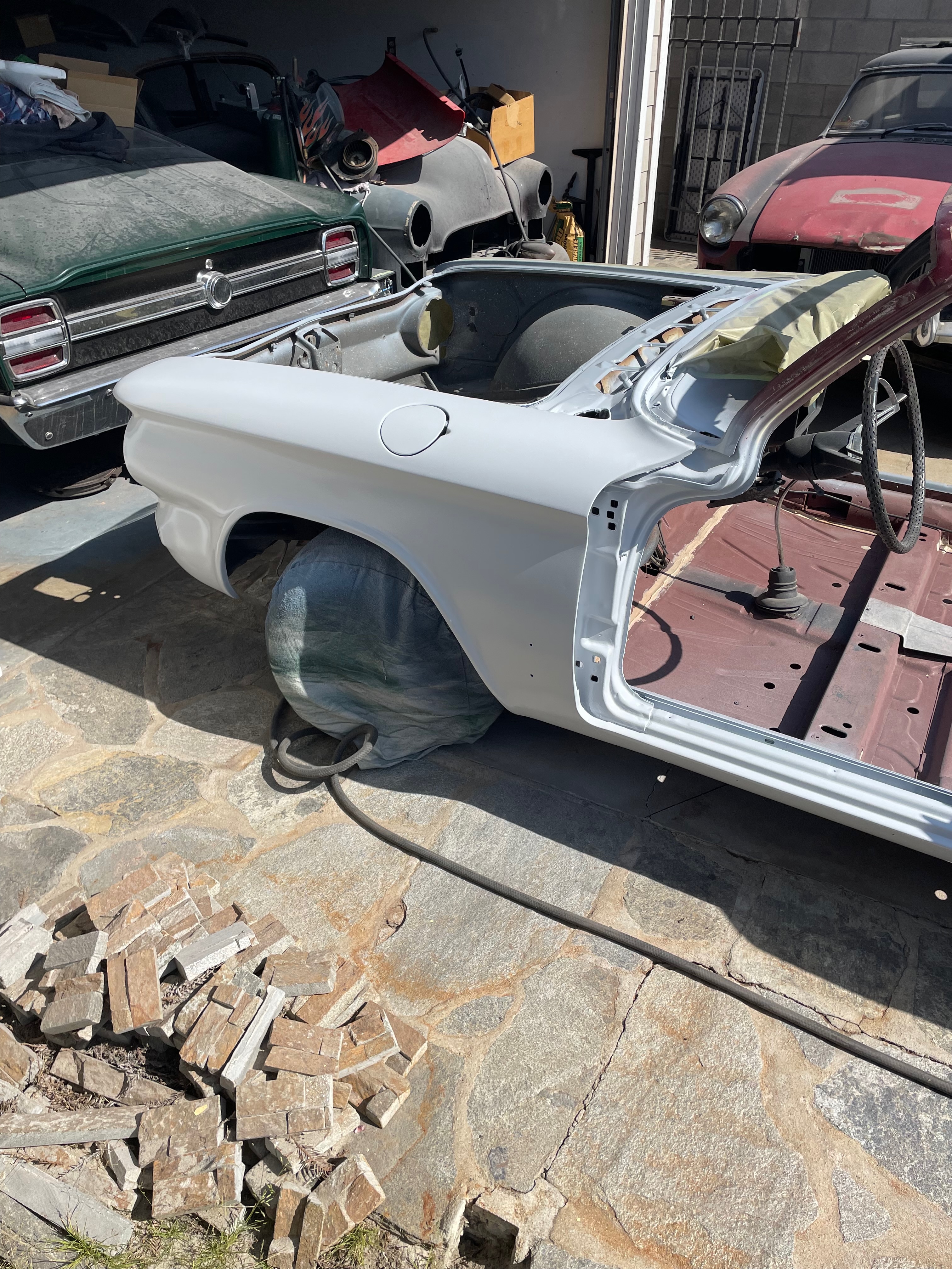 1964 Corvair body restoration progress during body-paint phase